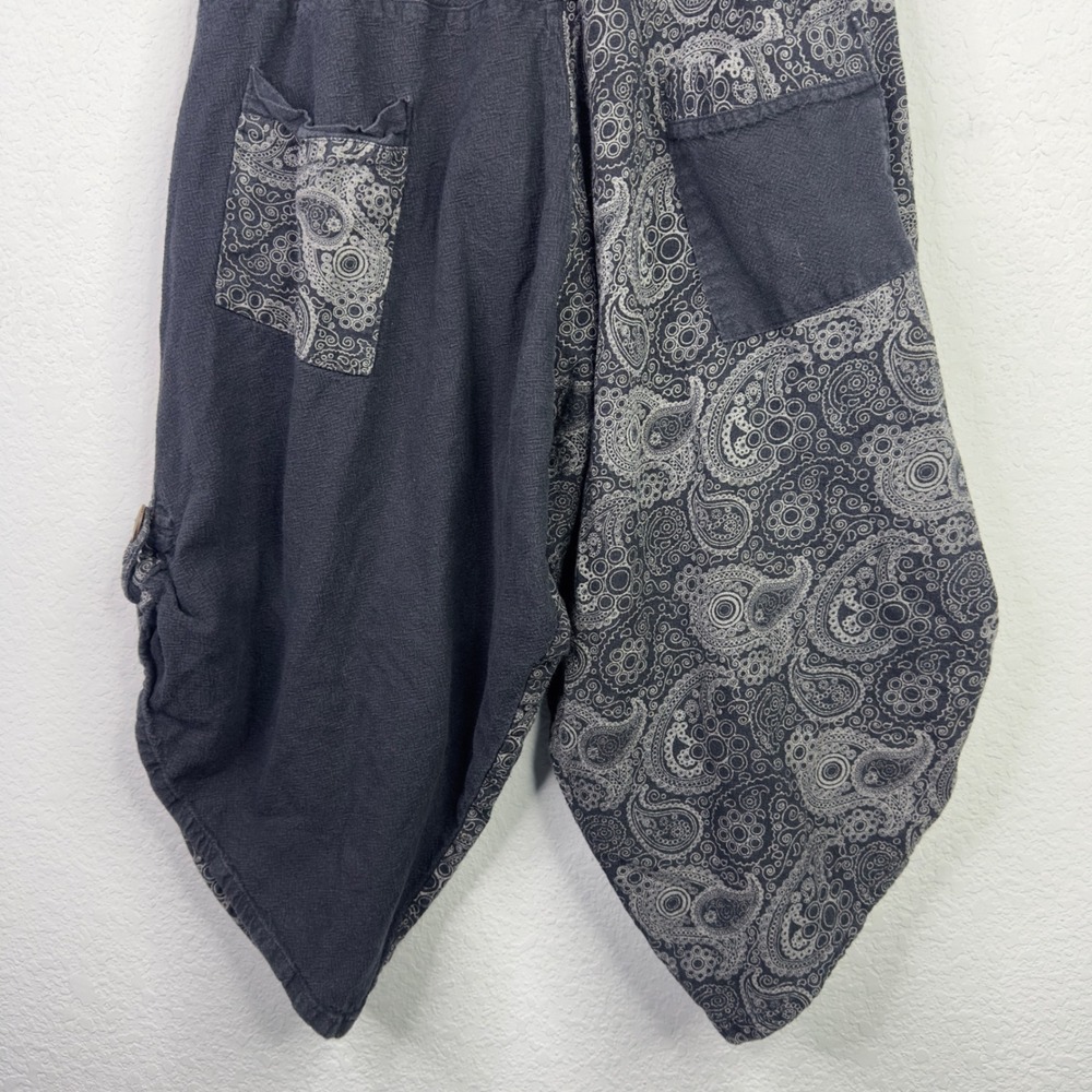 Harem Pants Womens S Black Patchwork Paisley Drop… - image 6